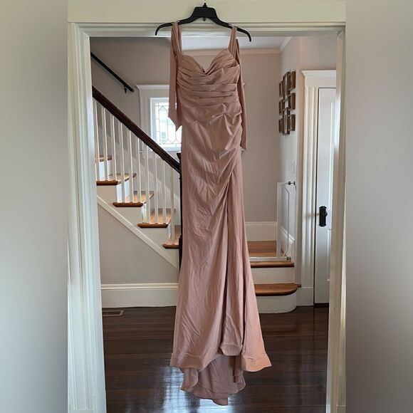 Cinderella Divine CD943 Off Shoulder Formal Prom Long Dress Mauve Size 4 - Picture 4 of 6